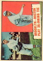 1961 Topps Baseball Cards      403     26 Inning Tie-Joe OeschgerL-Leon Cadore